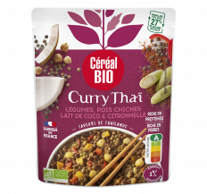 plat cuisiné CURRY THAÏ légumes pois chiches lait coco citronnelle saveurs de thaïlande 