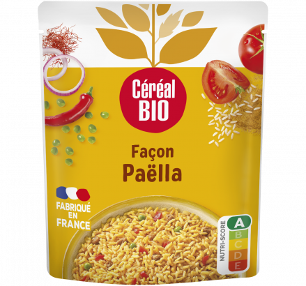 plat cuisiné riz petits légumes safran façon paëlla saveurs espagnoles